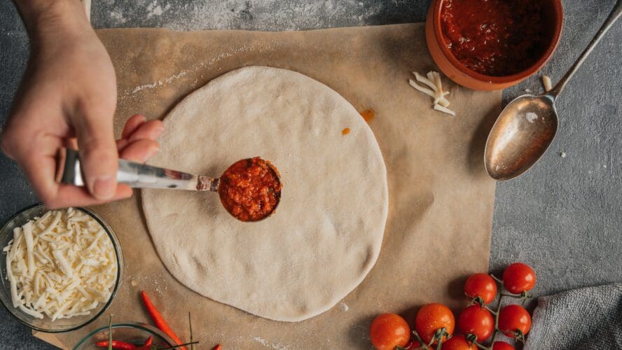 image of easy pizza sauce made with tomato paste