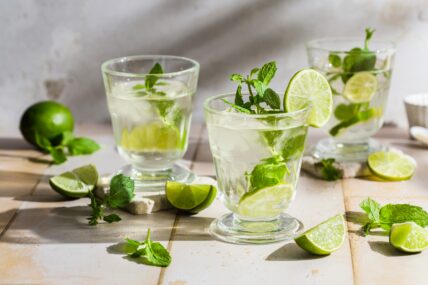 images of homemade mint mojitos showing how to make a mojito