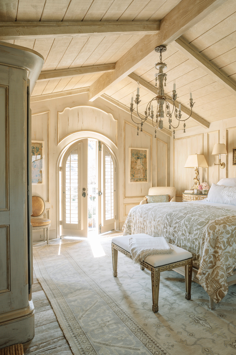 Image of a sun-drenched guest room featuring French design at the Cal-a-Vie Health Spa in California.