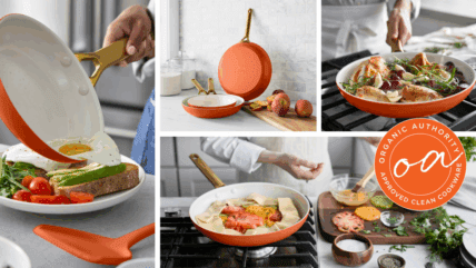 Image of a collage of GreenPan Reserve Pro review images, showing the versatility and durability of these nonstick pans in action in the kitchen.
