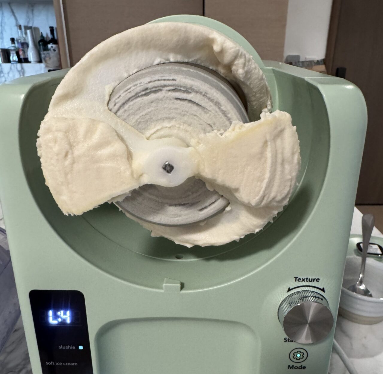 Image of the inner GreenPan Frost, shown after making vanilla ice cream.