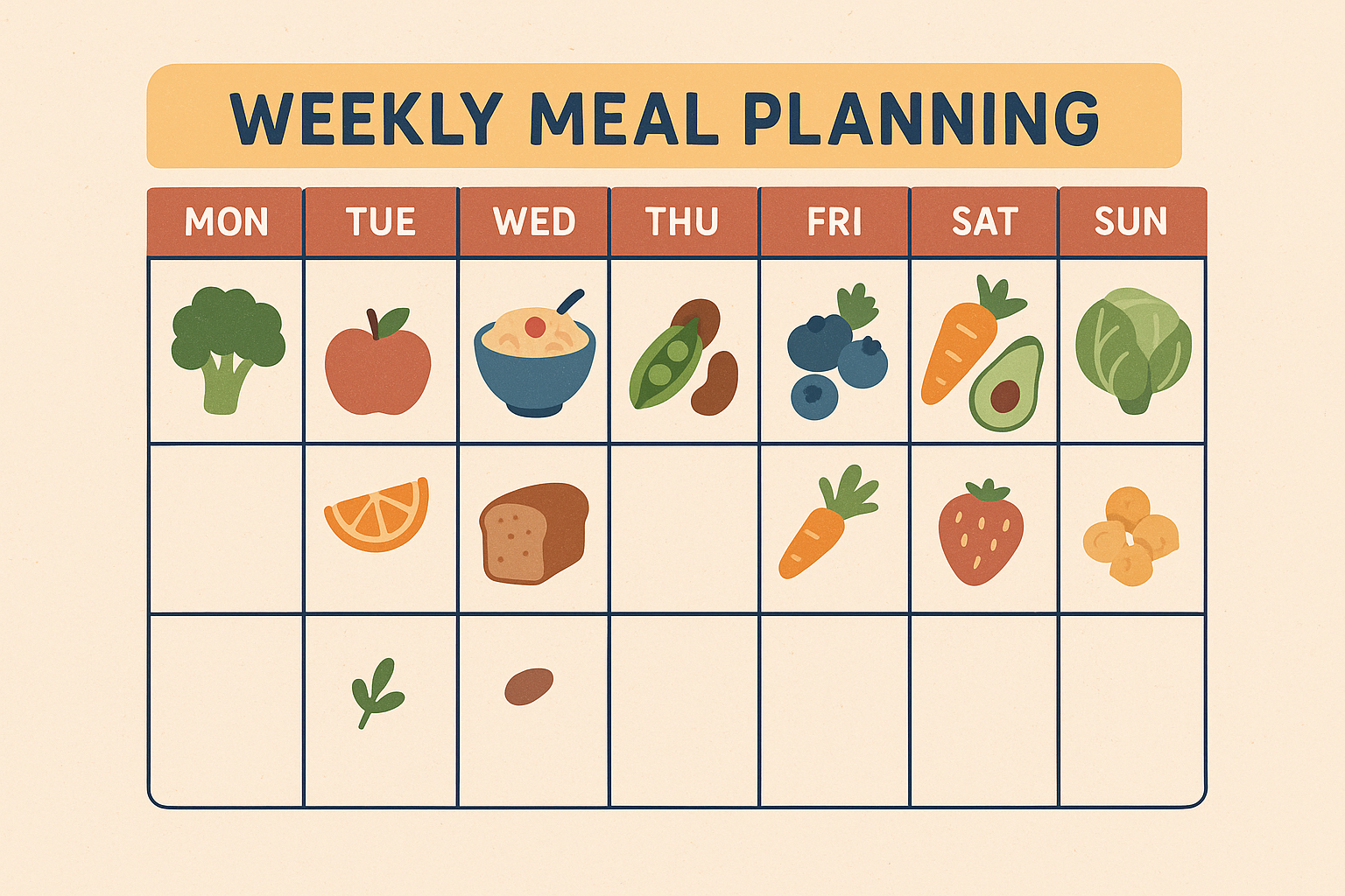 Meal prep containers with fiber-rich foods organized