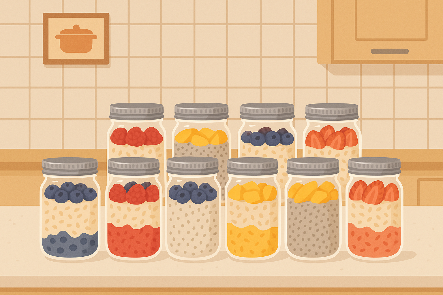 Make-ahead high-fiber breakfast options in meal prep containers