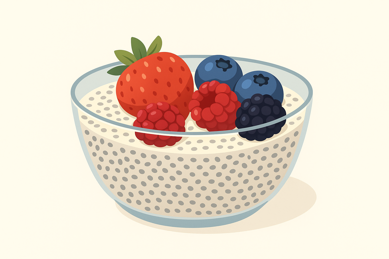 Chia pudding topped with fresh berries