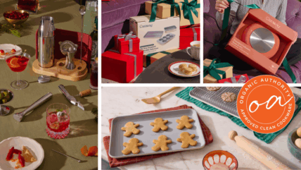 Collage of several Caraway Home holiday images featuring products included in their Black Friday sale.