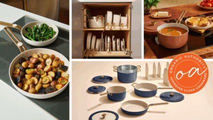 Our Place Essentials collage, nonstick cookware that's affordable by internet-popular brand Our Place