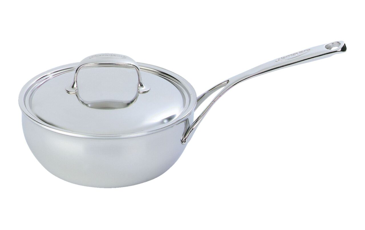 Image of the Demeyere Atlantis Conic Saucier with lid.