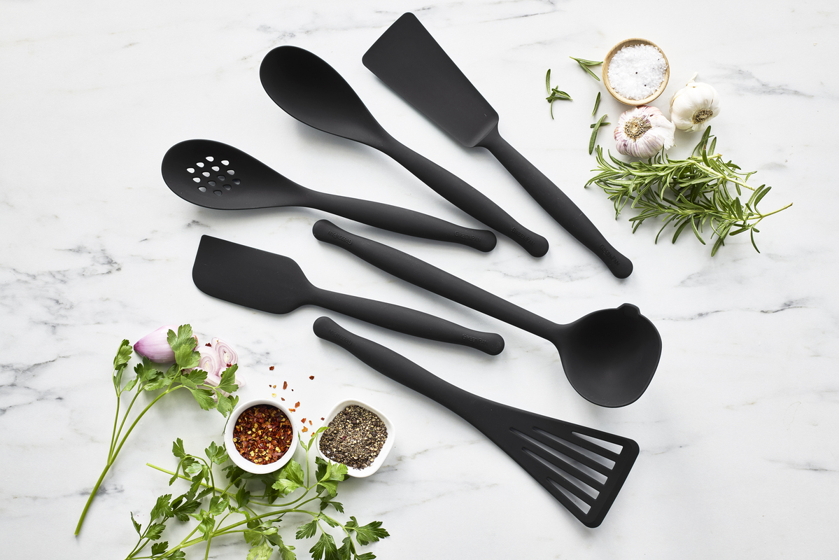 Image of the GreenPan Silicone Tools set of six, displayed against a white background.