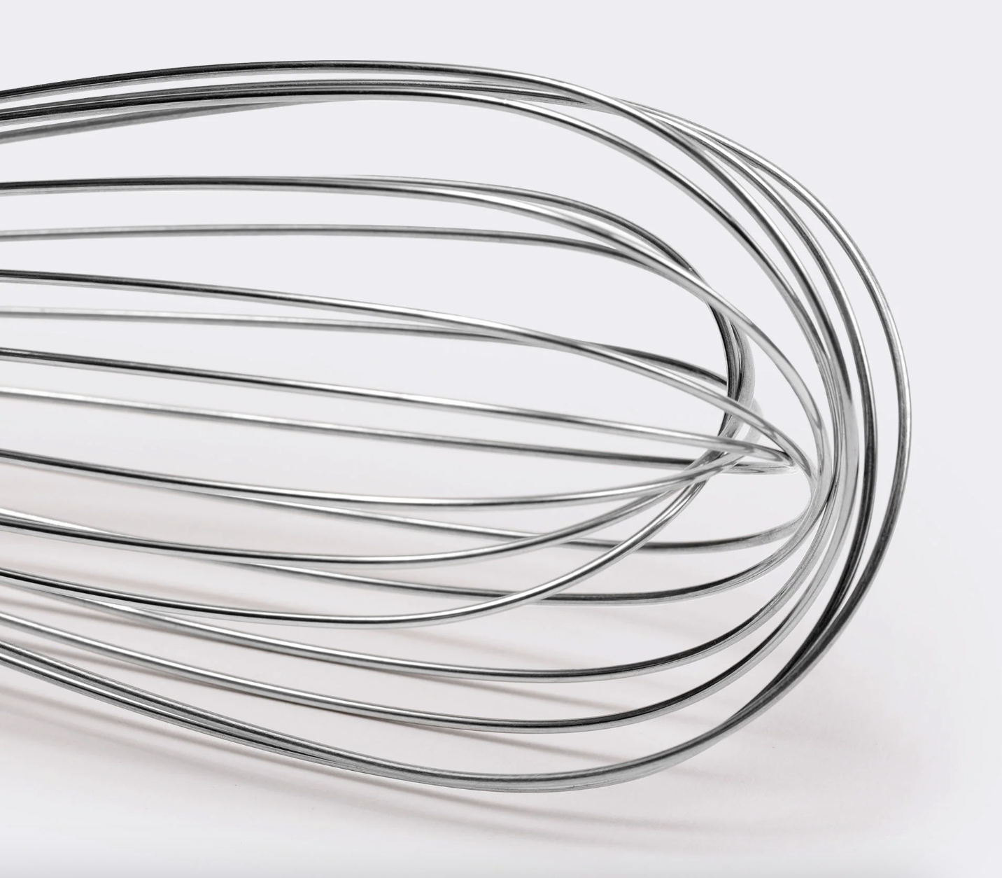 Image of the Misen whisk up close, zoomed into the stainless steel wires.
