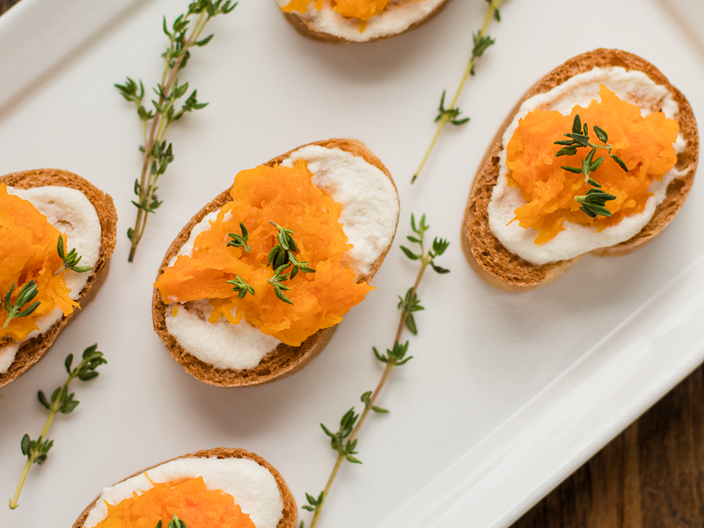 Butternut Squash, Cashew Cheese, and Thyme Crostini Recipe