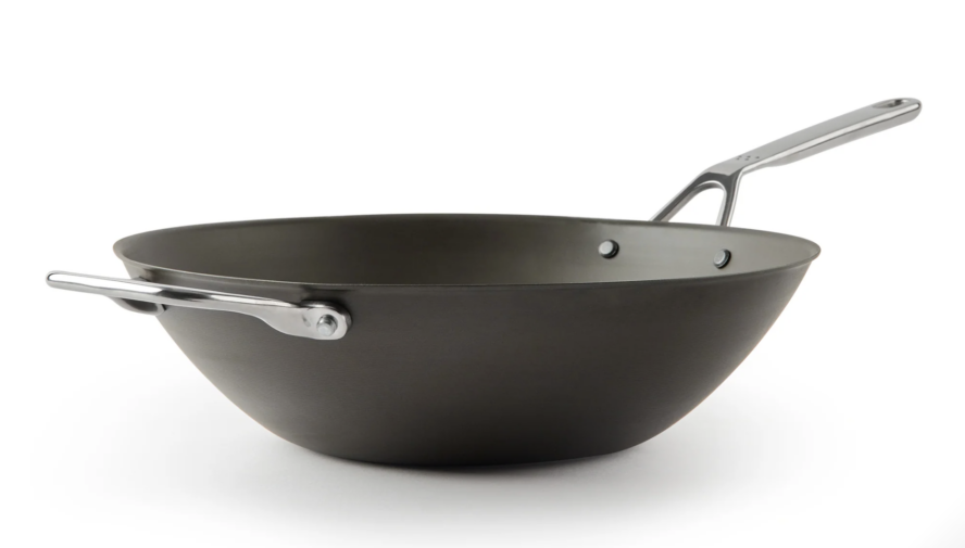 Image of the Misen Pre-Seasoned Carbon Steel Wok against a white background.