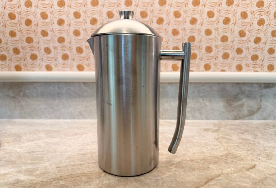 Image of the Freiling French Press in brushed stainless steel.