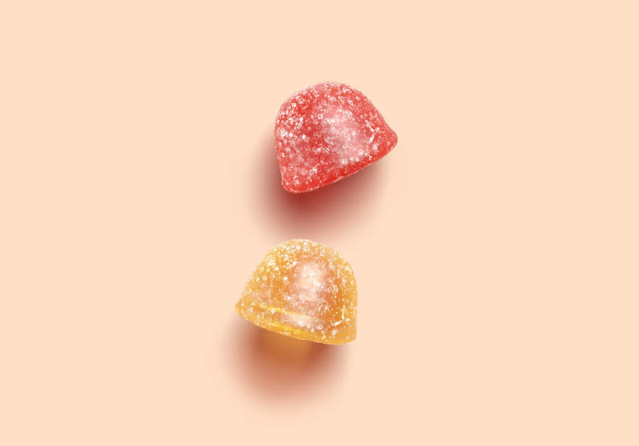 Close-up image of two SmartyPants gummy vitamins.