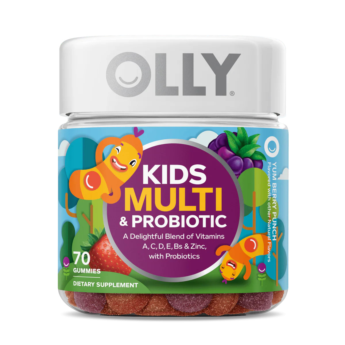 Image of a bottle of OLLY Kids multivitamin & probiotic.