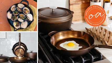 Collage of three images of the Made In Cast Iron Skillet.
