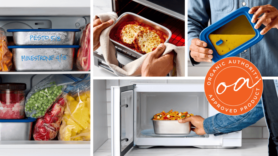 Image of a collage of four images featuring Misenware stainless steel food storage containers.